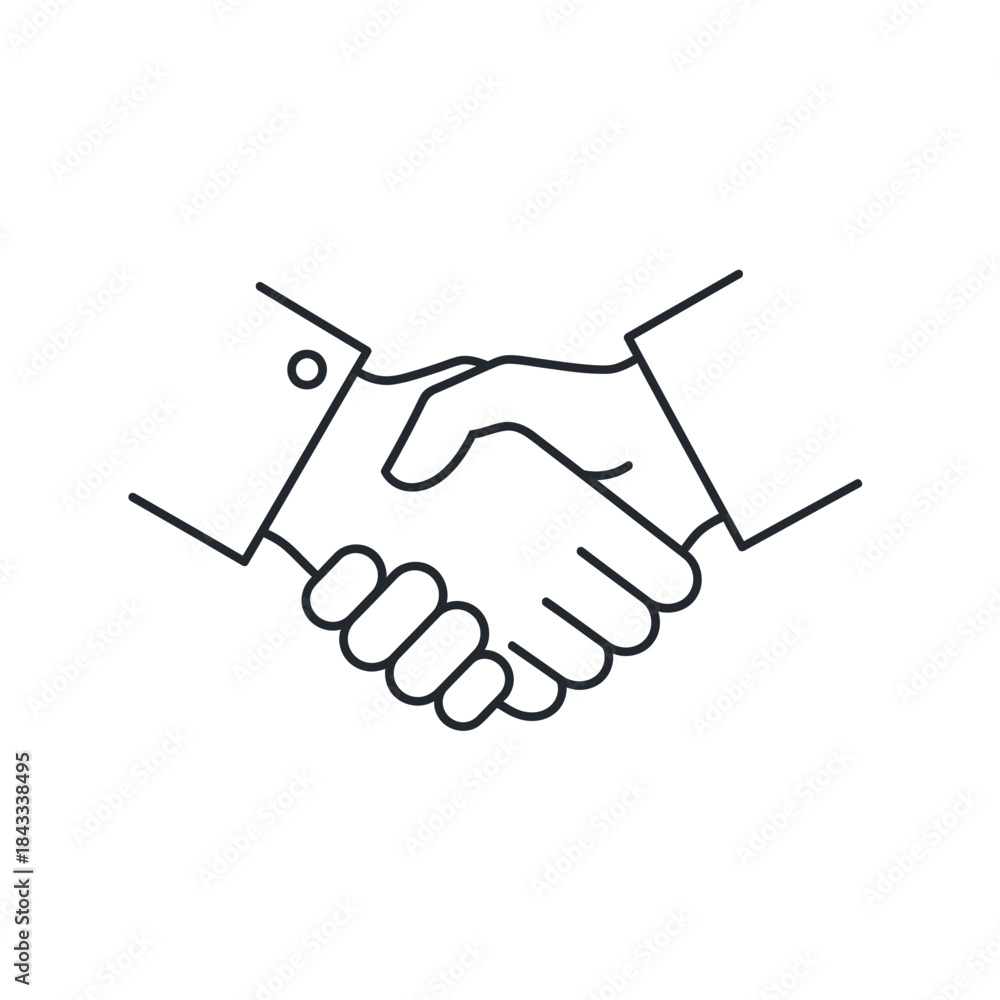 Fototapeta premium A simple line drawing of two hands shaking in agreement, symbolizing partnership and trust.