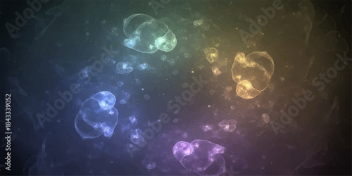 Abstract motion background loop with blue light, stars, and a plasma sphere glowing in the galaxy cosmos
