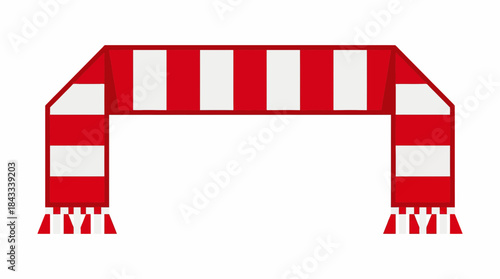 Red and white striped soccer fan scarf vector graphic
