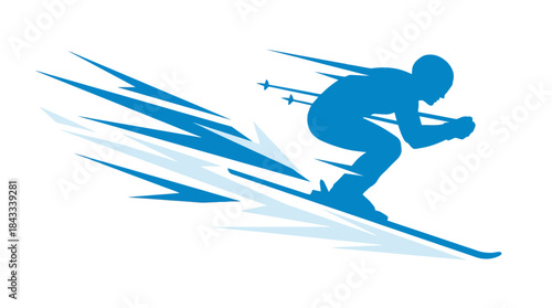 Speed skier downhill motion silhouette vector illustration