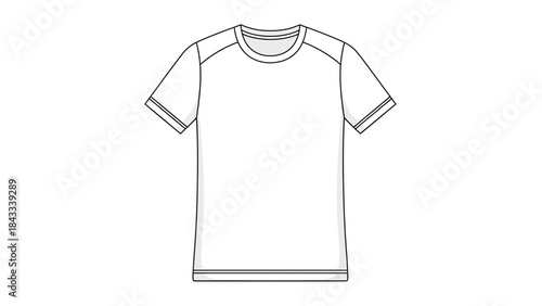 White sports t-shirt technical fashion flat drawing vector