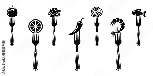Illustrated Forks with Food Icons