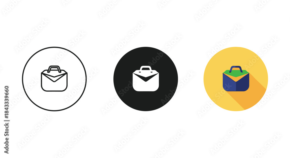 Fototapeta premium Set of briefcase icon in different style