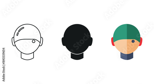 Illustration of three different head designs