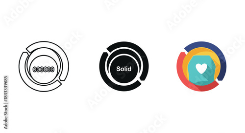 Set of three modern casino chips with different designs