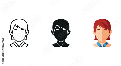 Three people avatars with different hair colors