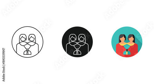 Set of business partnership icon in different style