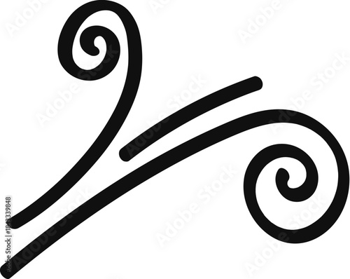 Stylized Wind Swirl Icon Representing Air Movement and Breeze