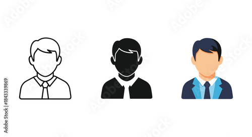 Three men in business attire illustrated in different styles