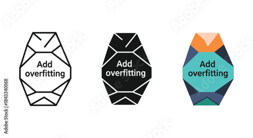 Different design styles of polygon shapes with add overfitting text