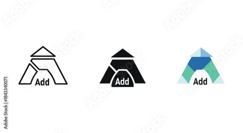 Add button icon set in different colors and styles