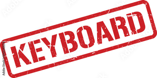 Distressed Red Rubber Stamp with the Word KEYBOARD Isolated on a White Background