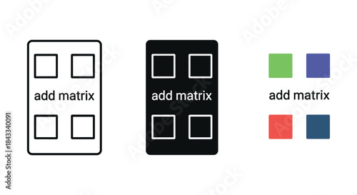 Matrix addition interface with colorful elements