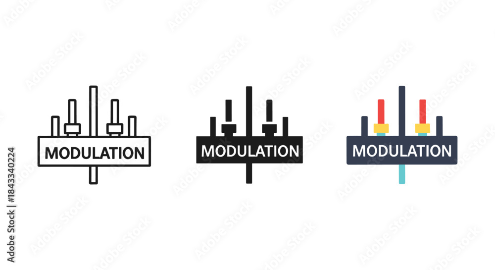 Fototapeta premium Modulation icon set in different styles