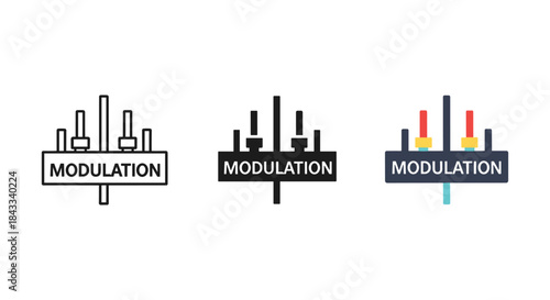 Modulation icon set in different styles