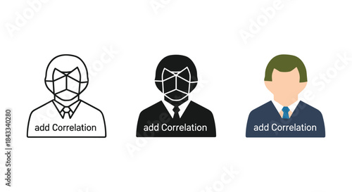 Three businessmen with add correlation label