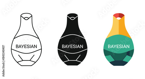 Bayesian vase illustration in different colors and styles