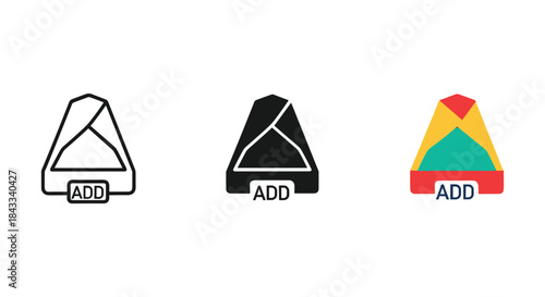 Add button icon set in different style and color