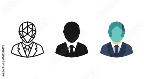 Three businessmen illustrated in different styles