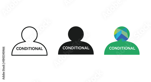 Three conditional user icons in different colors