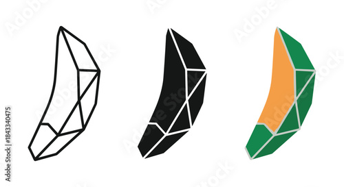 Geometric crystal shapes in various colors and styles