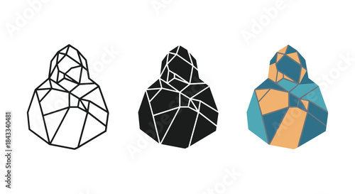 Geometric shapes with different color variations