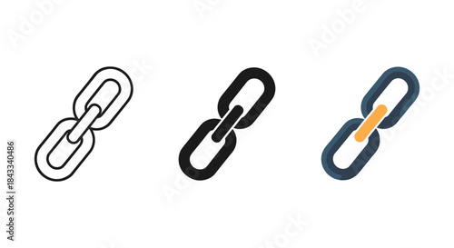 Chain link icon set with different styles