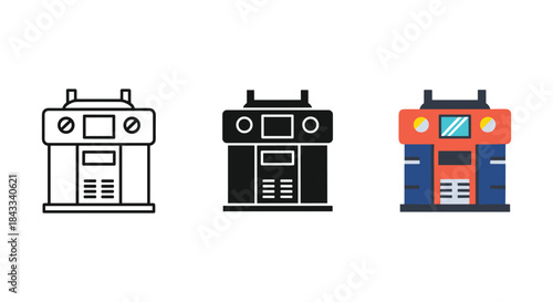 Coffee machine icon set in various styles