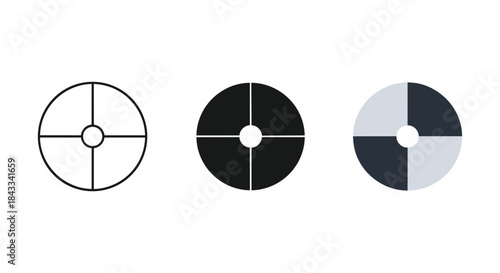 Circular target icons with different shades and divisions