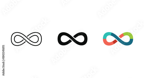 Infinity symbol logo design variations on white background