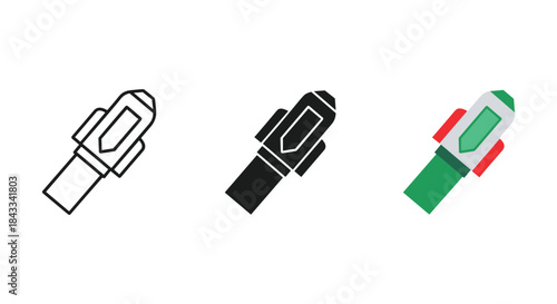 Three different colored fuse icons on white background