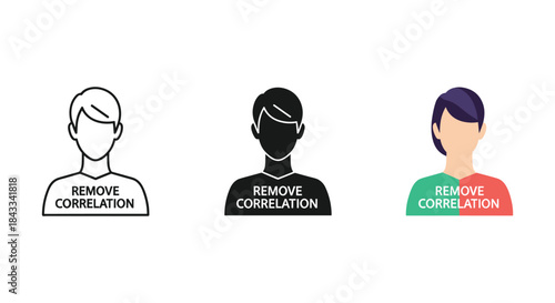 Remove correlation illustration featuring three different people