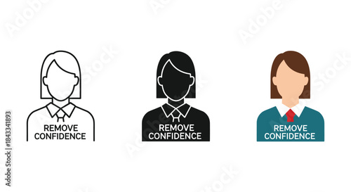 Remove confidence illustration of three business women