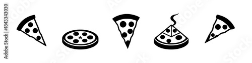 Pizza Slices Illustration: A collection of various pizza slices, each a unique representation of the culinary delight, symbolizing diverse flavors and experiences. 