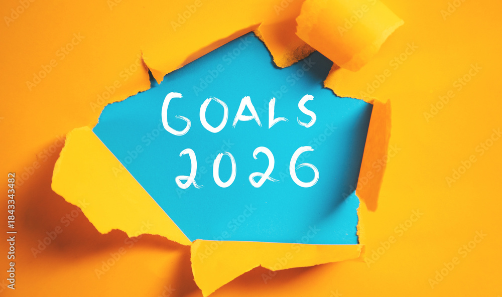 Foto goals 2026 text on torn paper