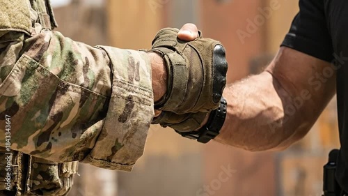 Military Handshake Agreement Collaboration Unity.