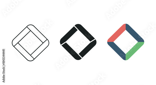 Geometric shapes with different fill styles and colors