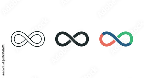 Infinity symbol variations on white background