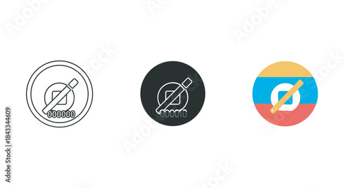 No smoking sign icon set in different style