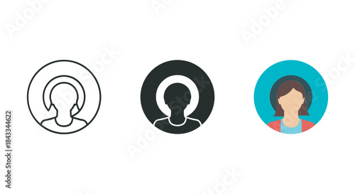Set of user profile icons in different styles