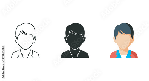 Set of male avatars with different styles and colors