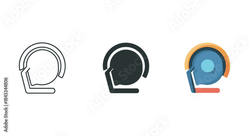 Headset icons set for customer support and communication