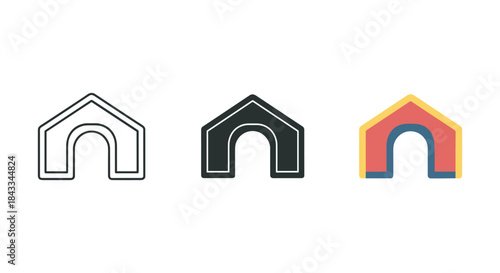 House icon set in various styles and colors
