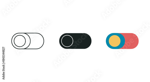 Toggle switch icons in various styles