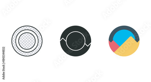 Collection of different circle logos in various styles and designs