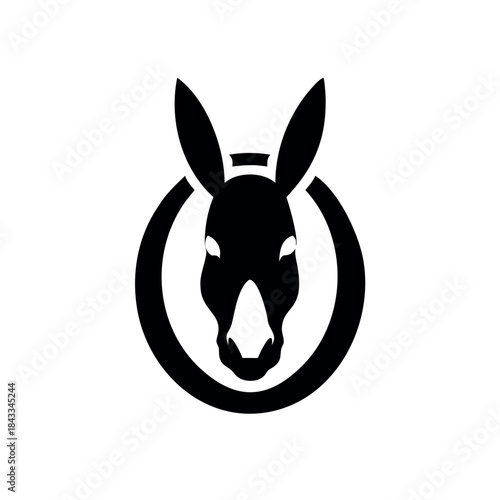 Minimalist abstract horse face blended with rabbit traits for gentle animal logo design Vector illustration