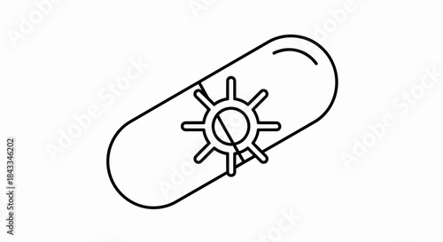 Pill with Virus Icon: A Medical Treatment Concept.