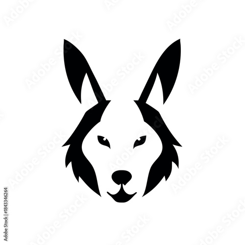 Minimal rabbit face with hidden animal profile in elegant natural concept On white Background Vector illustration