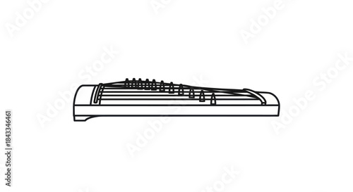 Guzheng Musical Instrument Outline Illustration.