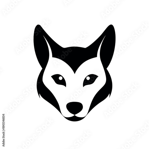 Minimal dog face merged with fox profile in clean animal artwork On white Background Vector illustration